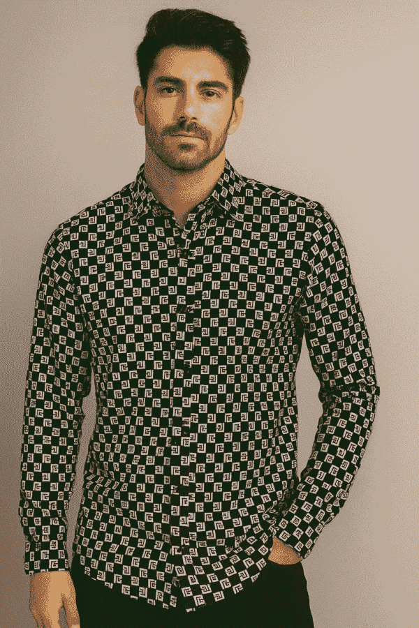 Balmain Monogrammed flowing men’s printed shirt