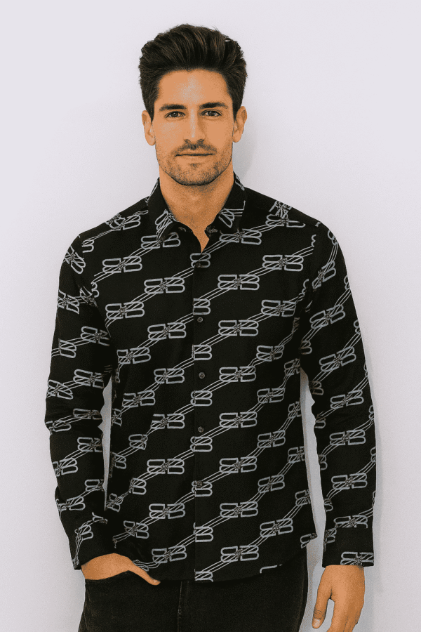 Balenciaga Monogram Chain Print Shirt