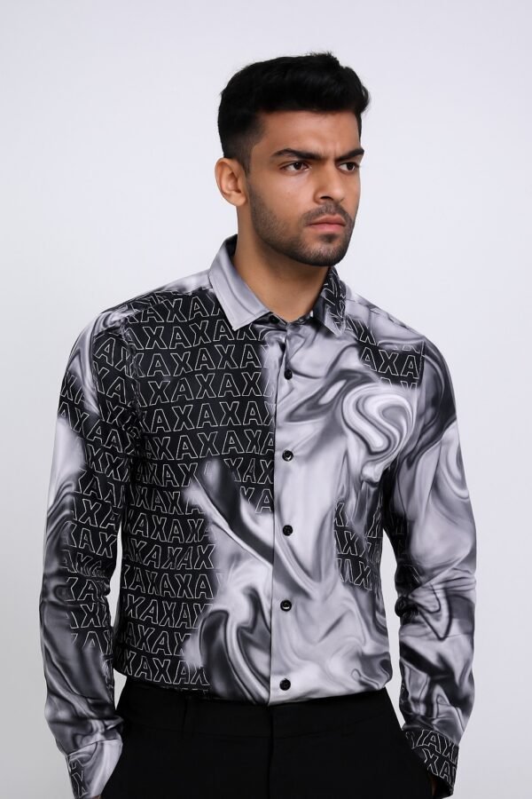 Black & Grey Swirl Pattern AX Print Shirt